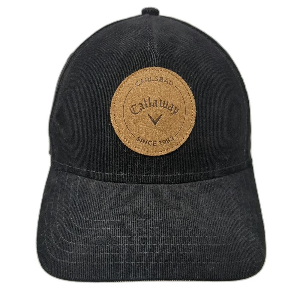 Callaway 5 Panel Black Hat One Size Snapback Corduroy Golf Carlsbad Logo Patch